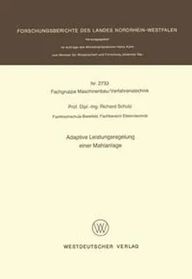 Schulz |  Adaptive Leistungsregelung einer Mahlanlage | eBook | Sack Fachmedien