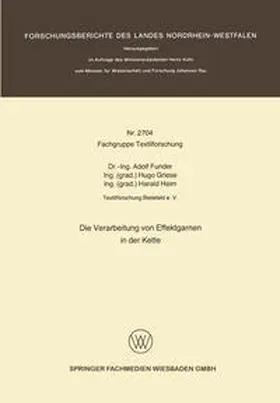 Funder |  Die Verarbeitung von Effektgarnen in der Kette | eBook | Sack Fachmedien