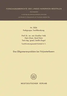 Valk |  Das Oligomerenproblem bei Polyesterfasern | eBook | Sack Fachmedien