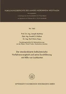 Mathieu |  Der standardisierte kalkulatorische Verfahrensvergleich und seine Durchführung mit Hilfe von Lochkarten | eBook | Sack Fachmedien
