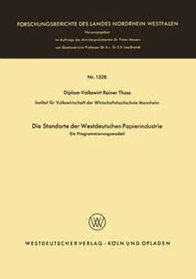 Thoss |  Die Standorte der westdeutschen Papierindustrie | eBook | Sack Fachmedien