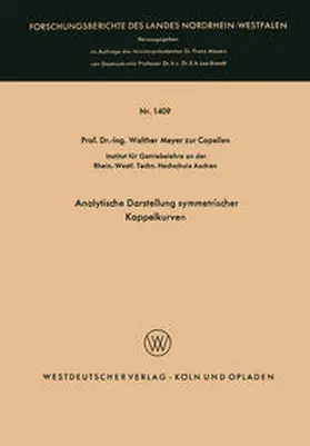 Meyer zur Capellen | Analytische Darstellung symmetrischer Koppelkurven | E-Book | sack.de