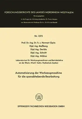 Opitz | Automatisierung der Werkzeugmaschine für die spanabhebende Bearbeitung | E-Book | sack.de
