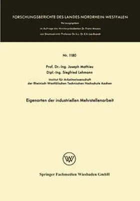 Mathieu |  Eigenarten der industriellen Mehrstellenarbeit | eBook | Sack Fachmedien