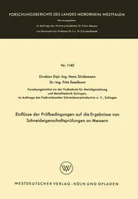 Stüdemann |  Einflüsse der Prüfbedingungen auf die Ergebnisse von Schneideigenschaftsprüfungen an Messern | eBook | Sack Fachmedien