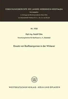 Otto |  Einsatz von Bastfasergarnen in der Wirkerei | eBook | Sack Fachmedien