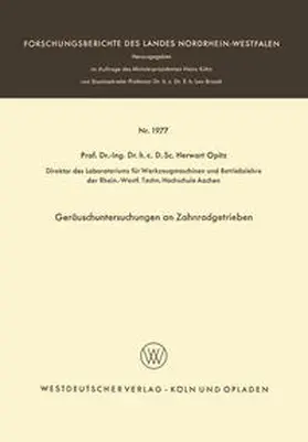 Opitz | Geräuschuntersuchungen an Zahnradgetrieben | E-Book | www2.sack.de