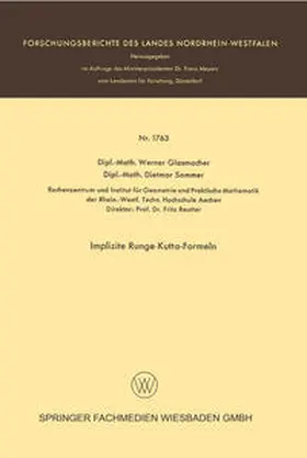 Glasmacher / Sommer |  Implizite Runge-Kutta-Formeln | eBook | Sack Fachmedien