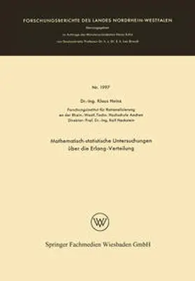 Heinz |  Mathematisch-statistische Untersuchungen über die Erlang-Verteilung | eBook | Sack Fachmedien