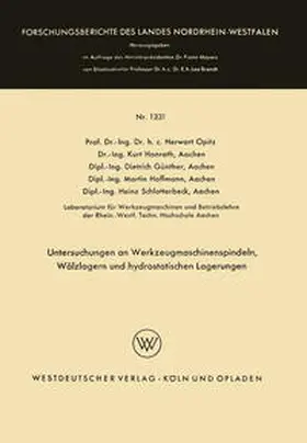 Opitz | Untersuchungen an Werkzeugmaschinenspindeln, Wälzlagern und hydrostatischen Lagerungen | E-Book | sack.de