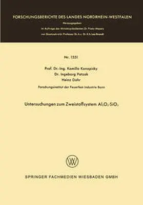 Konopicky |  Untersuchungen zum Zweistoffsystem Al2O3-SiO2 | eBook | Sack Fachmedien