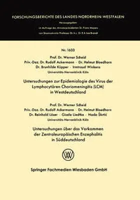 Scheid |  Untersuchungen zur Epidemiologie des Virus der Lymphocytären Choriomeningitis (LCM) in Westdeutschland | eBook | Sack Fachmedien