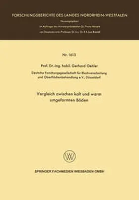 Oehler |  Vergleich zwischen kalt und warm umgeformten Böden | eBook | Sack Fachmedien