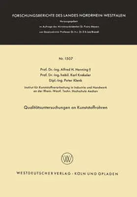 Henning |  Qualitätsuntersuchungen an Kunststoffrohren | eBook | Sack Fachmedien