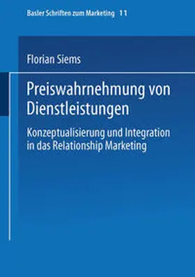 Siems |  Preiswahrnehmung von Dienstleistungen | eBook | Sack Fachmedien