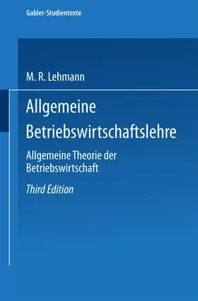 Lehmann |  Allgemeine Betriebswirtschaftslehre | Buch |  Sack Fachmedien