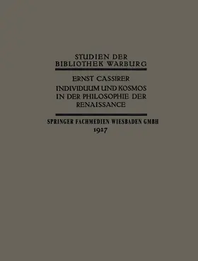 Cassirer |  Individuum und Kosmos in der Philosophie der Renaissance | Buch |  Sack Fachmedien