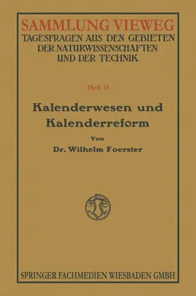 Foerster |  Kalenderwesen und Kalenderreform | Buch |  Sack Fachmedien