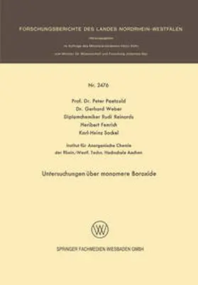 Paetzold / Weber / Reinards |  Untersuchungen über monomere Boroxide | eBook | Sack Fachmedien
