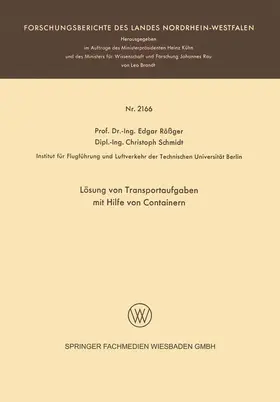 Schmidt / Rößger |  Lösung von Transportaufgaben mit Hilfe von Containern | Buch |  Sack Fachmedien