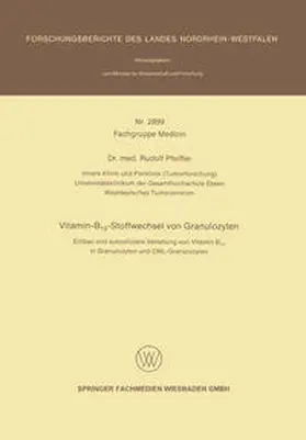 Pfeiffer |  Vitamin-B12-Stoffwechsel von Granulozyten | eBook | Sack Fachmedien
