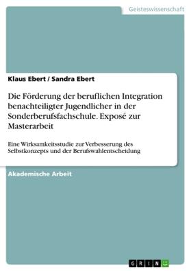 Ebert |  Die Förderung der beruflichen Integration benachteiligter Jugendlicher in der Sonderberufsfachschule. Exposé zur Masterarbeit | Buch |  Sack Fachmedien