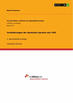 Neumann |  Veränderungen der deutschen Sprache seit 1945 | eBook | Sack Fachmedien