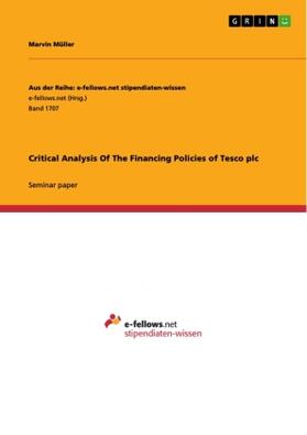 Müller |  Critical Analysis Of The Financing Policies of Tesco plc | Buch |  Sack Fachmedien