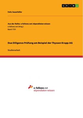Sauerhöfer |  Due Diligence Prüfung am Beispiel der Thyssen Krupp AG | Buch |  Sack Fachmedien
