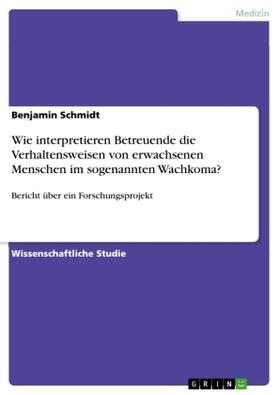 Schmidt |  Wie interpretieren Betreuende die Verhaltensweisen von erwachsenen Menschen im sogenannten Wachkoma? | Buch |  Sack Fachmedien