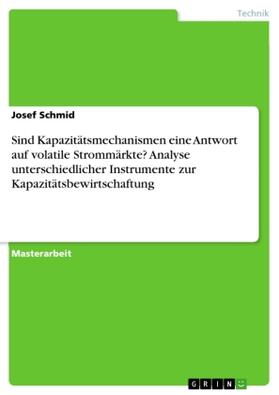 Schmid |  Sind Kapazitätsmechanismen eine Antwort auf volatile Strommärkte? Analyse unterschiedlicher Instrumente zur Kapazitätsbewirtschaftung | Buch |  Sack Fachmedien