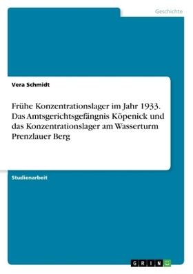 Schmidt |  Frühe Konzentrationslager im Jahr 1933. Das Amtsgerichtsgefängnis Köpenick und das Konzentrationslager am Wasserturm Prenzlauer Berg | Buch |  Sack Fachmedien