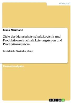 Neumann |  Ziele der Materialwirtschaft, Logistik und Produktionswirtschaft. Leistungstypen und Produktionssystem | Buch |  Sack Fachmedien