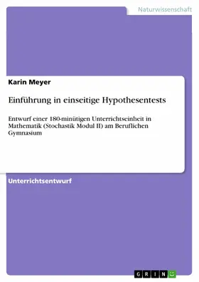 Meyer |  Einführung in einseitige Hypothesentests | eBook | Sack Fachmedien