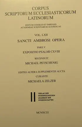 Petschenig / Zelzer |  Ambrosius. Opera | Buch |  Sack Fachmedien