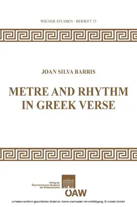 Silva Barris |  Metre and Rhythm in Greek Verse | eBook | Sack Fachmedien