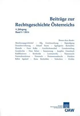 Olechowski | Beiträge zur Rechtsgeschichte Österreichs 4. Jahrgang Band 1/2014 | Buch | 978-3-7001-7698-5 | sack.de