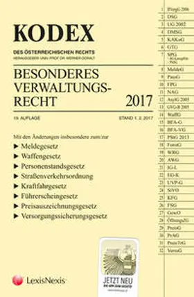 Doralt |  KODEX Besonderes Verwaltungsrecht 2017 | Buch |  Sack Fachmedien