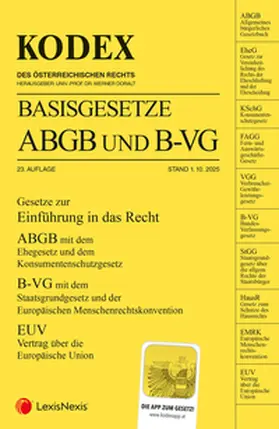 Doralt |  KODEX Basisgesetze ABGB und B-VG 2025/26 - inkl. App | Buch |  Sack Fachmedien