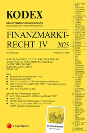 Doralt |  KODEX Finanzmarktrecht Band IV 2025 | Buch |  Sack Fachmedien