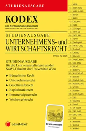 Doralt |  KODEX Unternehmens- und Wirtschaftsrecht - SoWi Uni Wien | Buch |  Sack Fachmedien