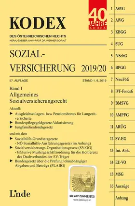 Brameshuber / Doralt |  KODEX Sozialversicherung 2019/20, Band I | Buch |  Sack Fachmedien