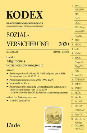 Brameshuber / Doralt |  KODEX Sozialversicherung 2020, Band I | Buch |  Sack Fachmedien