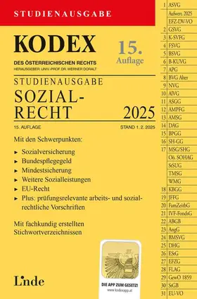 Doralt |  KODEX Studienausgabe Sozialrecht 2025 | Buch |  Sack Fachmedien
