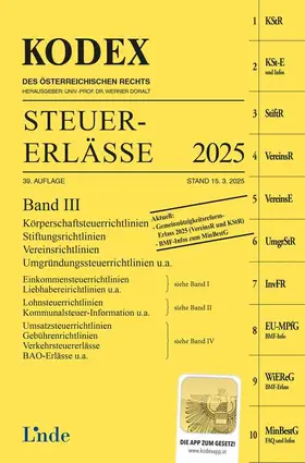 Titz-Frühmann / Doralt |  KODEX Steuer-Erlässe 2025, Band III | Buch |  Sack Fachmedien