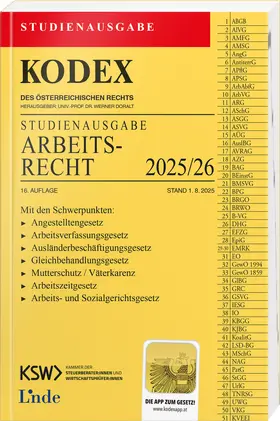 Doralt |  KODEX Studienausgabe Arbeitsrecht 2025/26 | Buch |  Sack Fachmedien