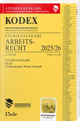 Doralt |  KODEX Studienausgabe Arbeitsrecht FH Wr. Neustadt 2025/26 | Buch |  Sack Fachmedien