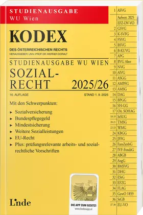 Doralt |  KODEX Studienausgabe Sozialrecht WU 2025/26 | Buch |  Sack Fachmedien