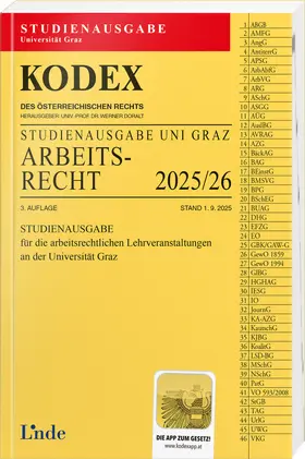 Doralt |  KODEX Studienausgabe Arbeitsrecht Graz 2025/26 | Buch |  Sack Fachmedien