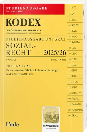 Doralt |  KODEX Studienausgabe Sozialrecht Graz 2025/26 | Buch |  Sack Fachmedien